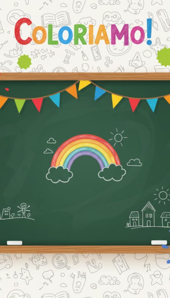 lavagna disegno arcobaleno didattica creativa disegni da colorare